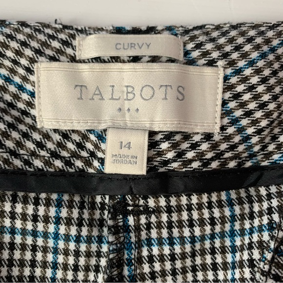 Talbots Black Blue Houndstooth Curvy Straight Leg Dress Pants - Picture 8 of 14